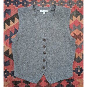 Madewell Gray Button-Up Sweater Vest